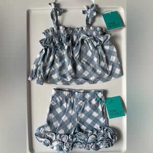 Posh Peanut Blue and White Gingham Outfit